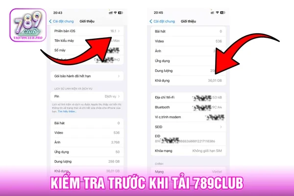 Các thông tin cần kiểm tra trước khi download 789CLUB