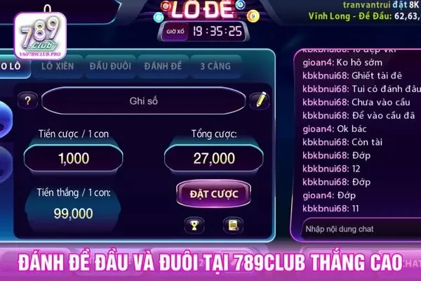 Đánh đề đầu và đuôi tại 789club thắng cao