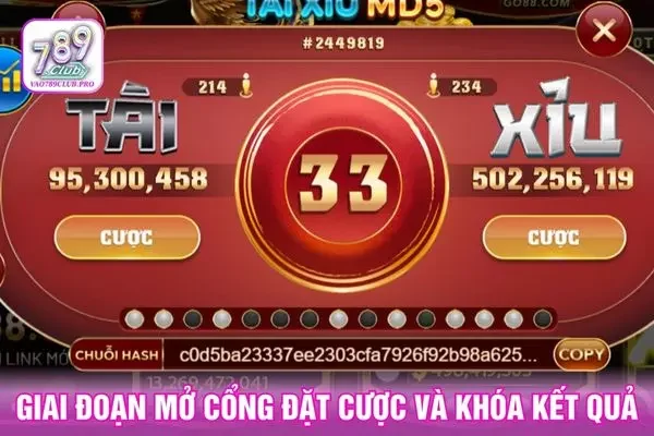 Giai đoạn mở cổng đặt cược và khóa kết quả